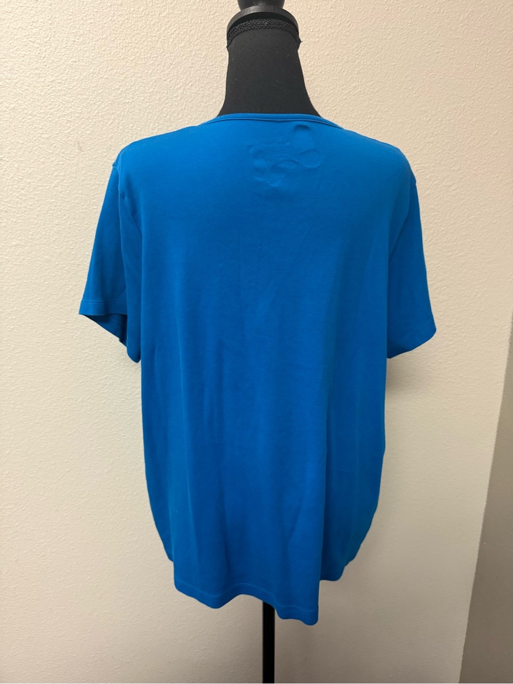 TanJay Blue Embellished Ring Neck Stretch Top XL Casual Career Blouse - Picture 6 of 10